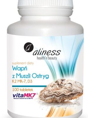 Wapń z muszli ostryg z K2 MK7 i D3 x100 tab. Aliness
