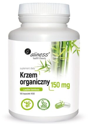 704c600cfa30a93559d216c0255e26af.jpg Krzem organiczny z pędów bambusa 150 mg x 100 Vege kaps. Aliness