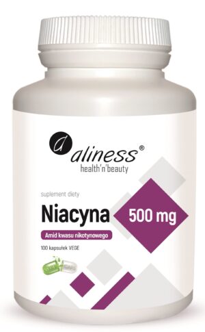 Niacyna-Amid-kwasu-500-mg-net-scaled-1.jpg Niacyna, Amid Kwasu nikotynowego 500 mg 100 kaps VEGE Aliness