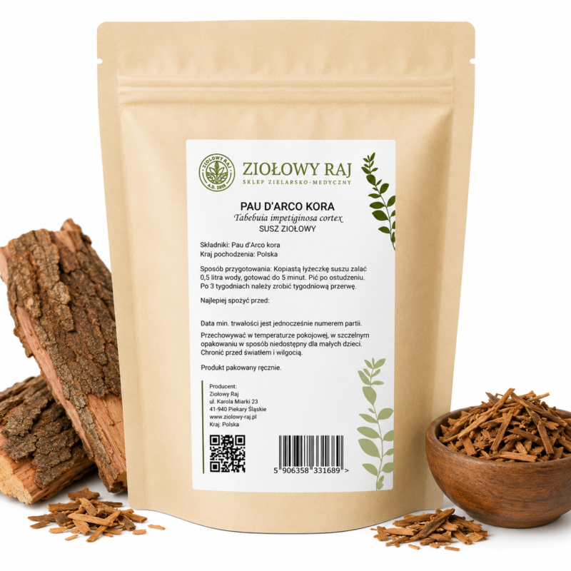 Pau D Arco prosta Pau d’Arco kora 100g Ziołowy Raj