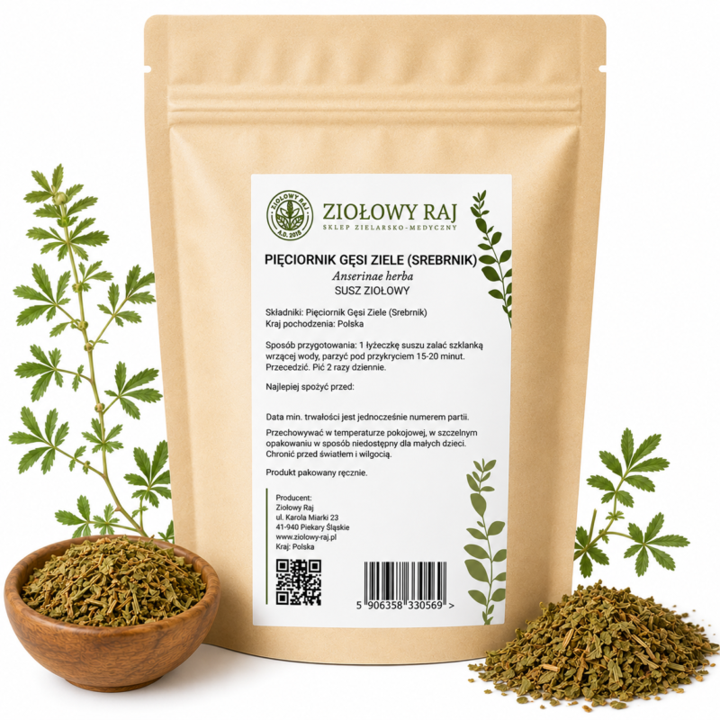 Pięciornik gęsi ziele prosta Pięciornik Gęsi Ziele (Srebrnik) 50g Ziołowy Raj