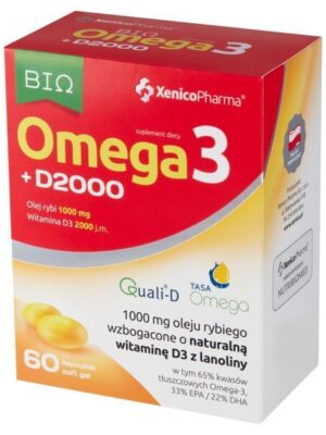 BIO Omega 3(olej rybi 1000)+D3 2000 60 kap. Xenico Pharma