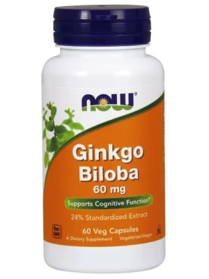 Ginkgo biloba (miłorząb japoński) 60mg 60kap. NOW