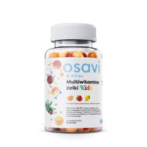multivitamin_gummies_pl_f_bt_v2.webp Multiwitaminowe Żelki KIDS bez cukru smak pomarańczowy malinowy cytrynowy 60 żelków Osavi