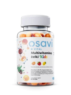 Multiwitaminowe Żelki KIDS bez cukru smak pomarańczowy malinowy cytrynowy 60 żelków Osavi
