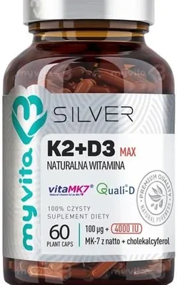 Witamina K2+ D3 max (100 mcg + 4000 IU) silver pure 100% 60kap. MyVita