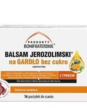 Balsam jerozolimski na gardło 16past. do ssania bez cukru Produkty Bonifraterskie