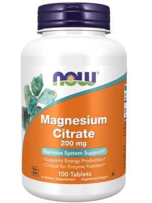 Magnesium citrate (cytrynian magnezu) 200mg 100tab. NOW