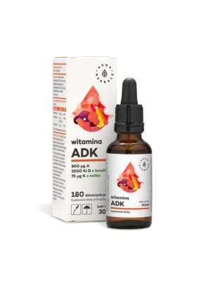 Witamina ADK - A (800 µg) + D3 (2000IU) + K2MK7 (75 µg) krople 30ml Aura Herbals