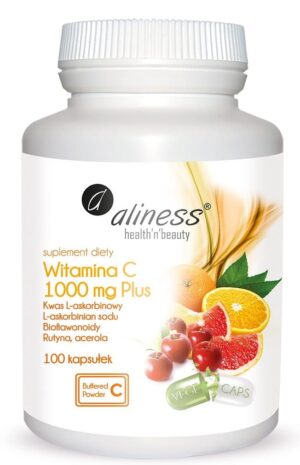 witamina-c-z-bioflawonoidami-net.jpg Witamina C 1000 mg PLUS bioflaw, rutyna, acer. 100 VEGE kaps. Aliness
