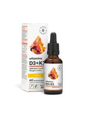 Witamina D3 (2000 IU) + K2 + Omega-3 krople 30 ml Aura Herbals