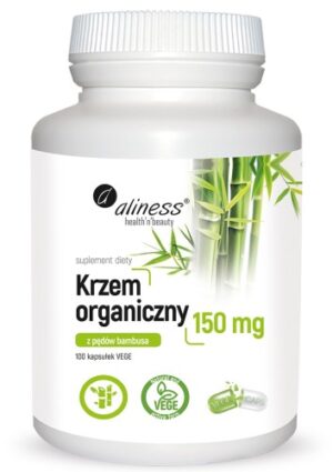 500_500_productGfx_704c600cfa30a93559d216c0255e26af Aliness Krzem organiczny 150 mg z pędów bambusa | 100 kapsułek VEGE | włosy, skóra, paznokcie, kości
