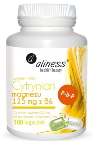 500_500_productGfx_e651b30aff26256ed3b229af2f53b51d Aliness Cytrynian Magnezu 125 mg + Witamina B6 (P-5-P) – 100 kapsułek VEGE