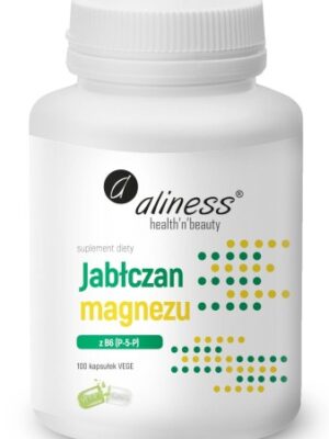 Aliness Jabłczan Magnezu 100 mg z B6 P-5-P – aktywna forma witaminy B6 | 100 kapsułek VEGE