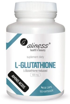 L-Glutathione-reduced-500-mg-x-100-Vege-caps. Aliness L-Glutathione Reduced 500 mg | Glutation zredukowany | 100 kapsułek VEGE
