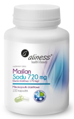 Maslan-Sodu-720-mg-Kwas-maslowy-170-mg-x-100-VEGE-kaps. Maślan Sodu 720 mg (Kwas masłowy 170 mg) – mikrokapsułki dojelitowe | 100 kapsułek VEGE