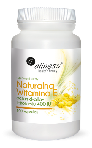 Aliness Naturalna Witamina E – octan d-alfa-tokoferylu 400 IU | 100 kapsułek | suplement diety