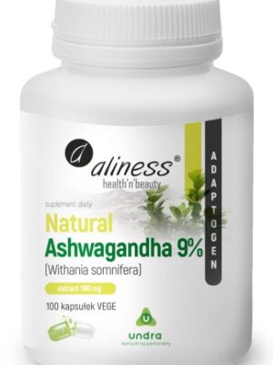 Aliness Natural Ashwagandha 9% | 100 kapsułek VEGE | suplement diety
