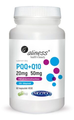 PQQ-MGCPQQ-20-mg---Q10-50-mg-x-60-Vege-caps Aliness PQQ MGCPQQ® 20 mg + Koenzym Q10 50 mg – 60 kapsułek VEGE