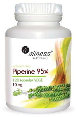 Piperine-95-10-mg-x-120-kapsulek Aliness Aliness Piperine 95% – 10 mg + Chrom – 120 kapsułek VEGE