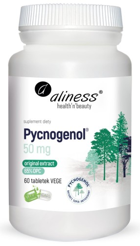 Pycnogenol_packshot-net Aliness Pycnogenol® extract 65% 50 mg – 60 tabletek VEGE