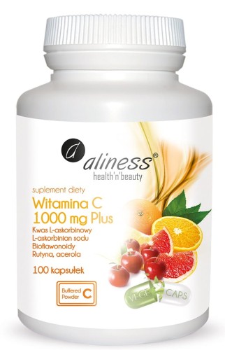 Witamina-C-1000-mg-Plus-x-100-kaps-VEGE Aliness Witamina C 1000 mg Plus – 100 kapsułek VEGE