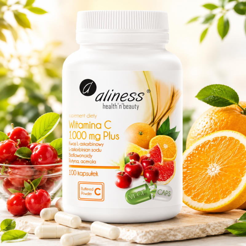 Witamina C kap Aliness Aliness Witamina C 1000 mg Plus – 100 kapsułek VEGE