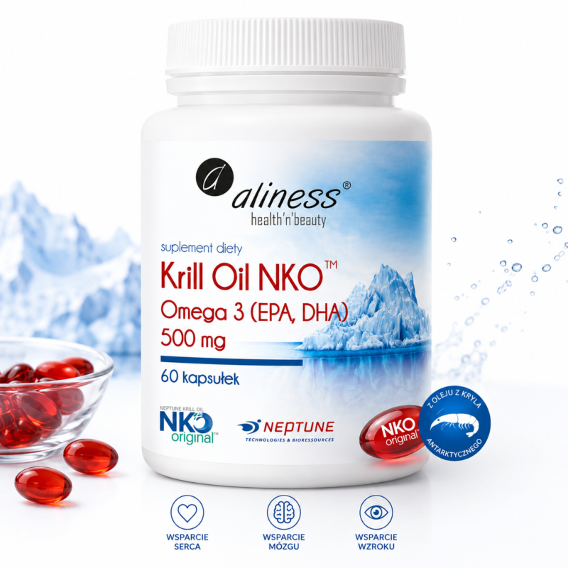krill Aliness Krill Oil NKO® Omega-3 z Astaksantyną 500 mg x 60 kaps.