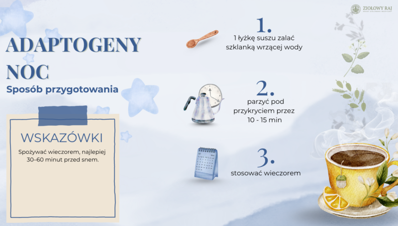 Adaptogeny noc sposób przygotowania HERBATKA ZIOŁOWA ADAPTOGENY NOC
