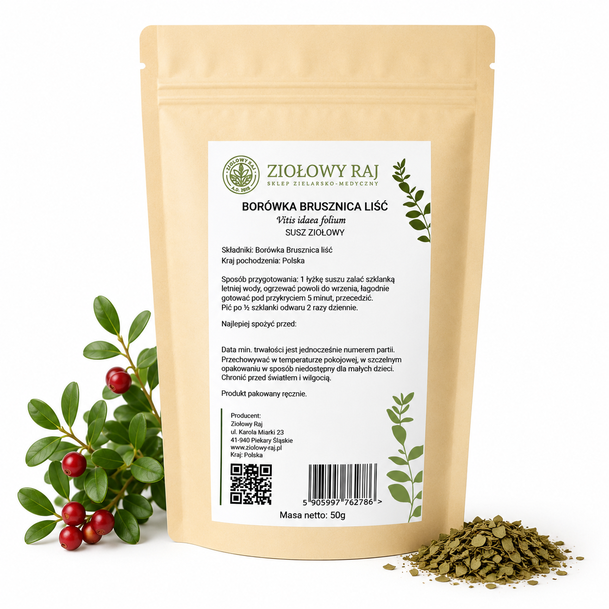 Borówka brusznica – liść 50 g Ziołowy Raj