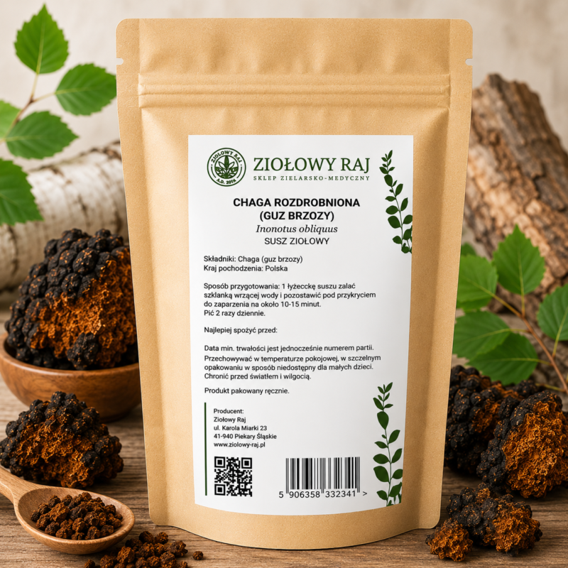 Chaga rozdrobniona 50g Ziołowy Raj