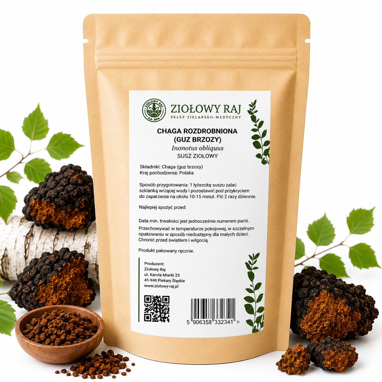 Chaga rozdrobniona 50g Ziołowy Raj