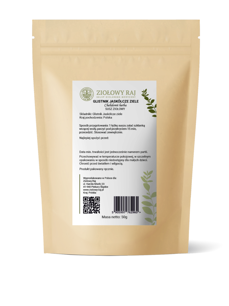 Glistnik ziele 50g (środek kosmetyczny) Glistnik ziele (jaskółcze ziele) 50g Ziołowy Raj