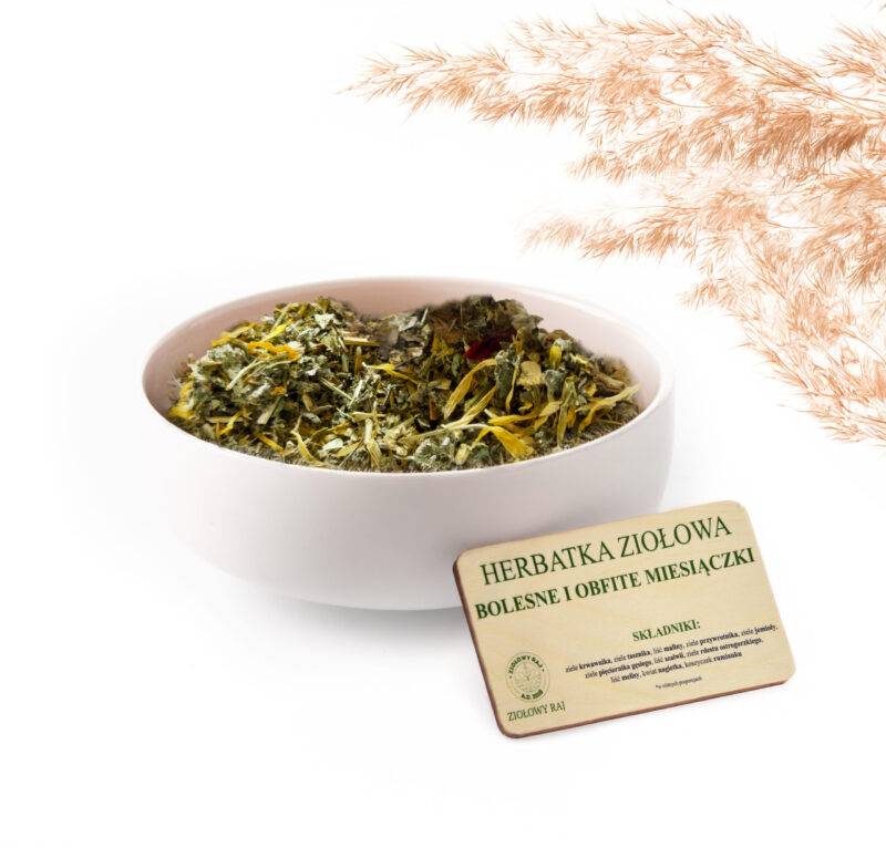 miesiaczki plakietka HERBATKA ZIOŁOWA NA BOLESNE I OBFITE MIESIĄCZKI