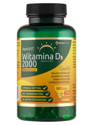 XeniVIT Witamina D 2000 (240 szt.) – Rodzinny Zapas Słońca (Olej Krokoszowy)