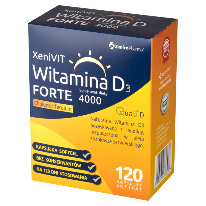 5905279876576 XeniVIT Witamina D 4000 FORTE – Słoneczna Moc dla Seniora (Quali-D® w Oleju)