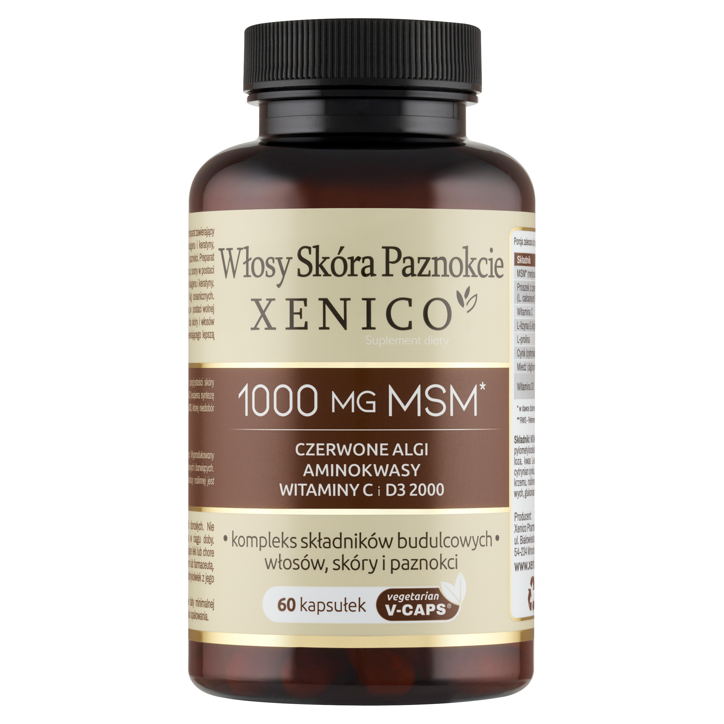 Włosy Skóra Paznokcie Xenico® – Kompletna Odnowa (MSM, Aminokwasy + D3)