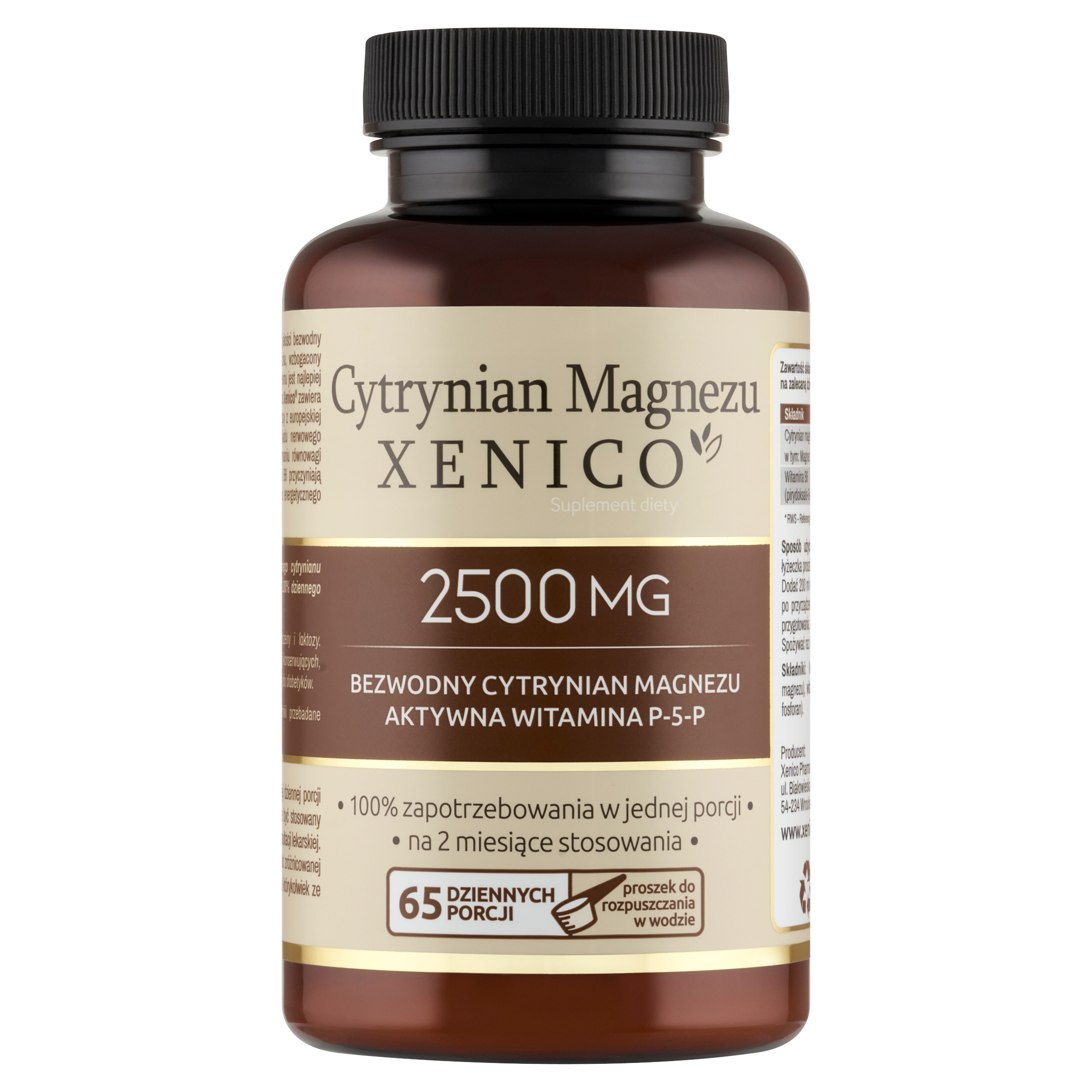 Cytrynian magnezu Xenico® – czysty proszek (szybka przyswajalność i energia)