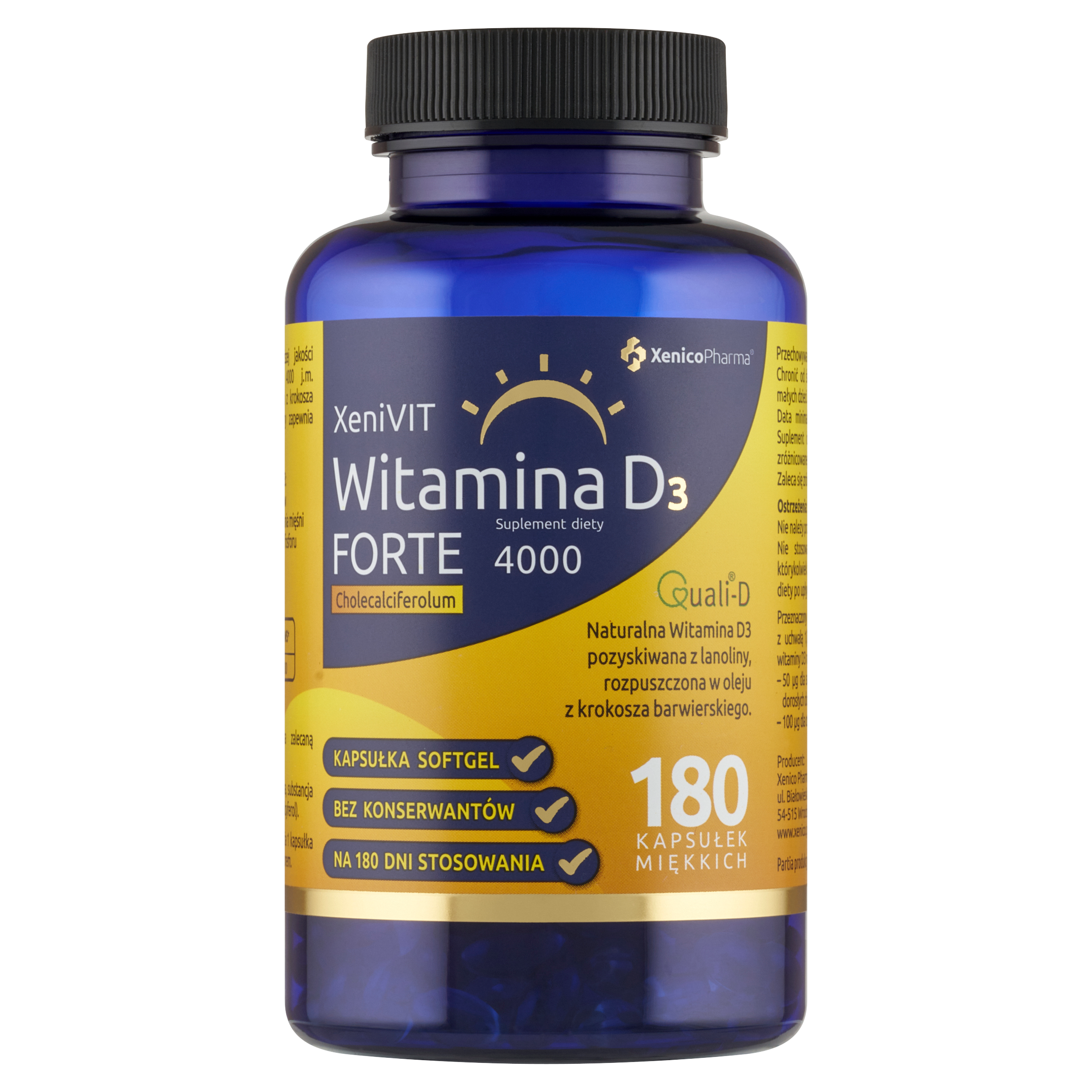 XeniVIT Witamina D 4000 FORTE (180 szt.) – Senioralna Dawka na Pół Roku