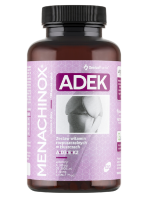 Menachinox® ADEK (120 szt.) – Cztery Witaminy w Oleju Lnianym (Ekonomiczny Zapas)