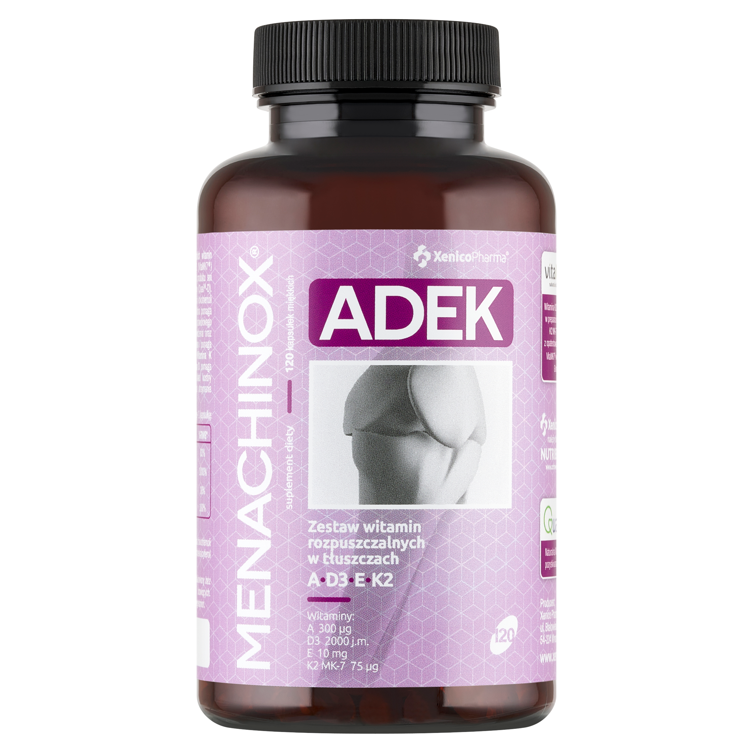 Menachinox® ADEK (120 szt.) – Cztery witaminy w oleju lnianym (ekonomiczny zapas)