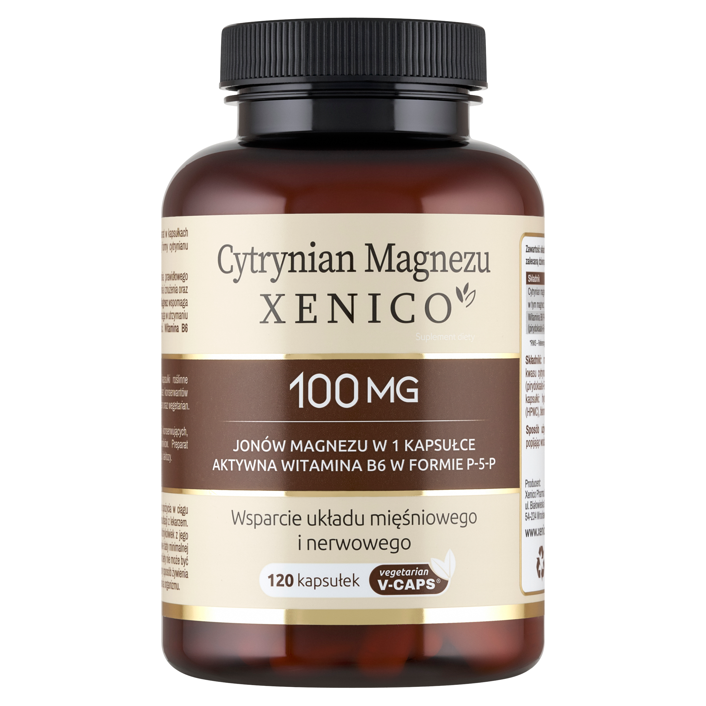 Cytrynian Magnezu Xenico® (120 szt.) – Organiczny Magnez i Aktywna B6 (Energia i Regeneracja)