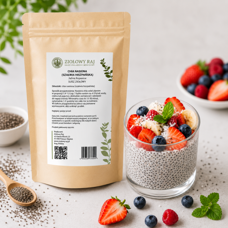 Chia + pudding Chia nasiona (szałwia hiszpańska) Ziołowy Raj