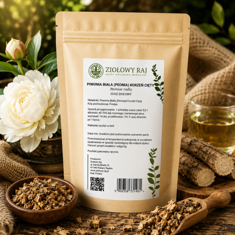 Piwonia biała korzeń cięty (peonia biała) 50g Ziołowy Raj