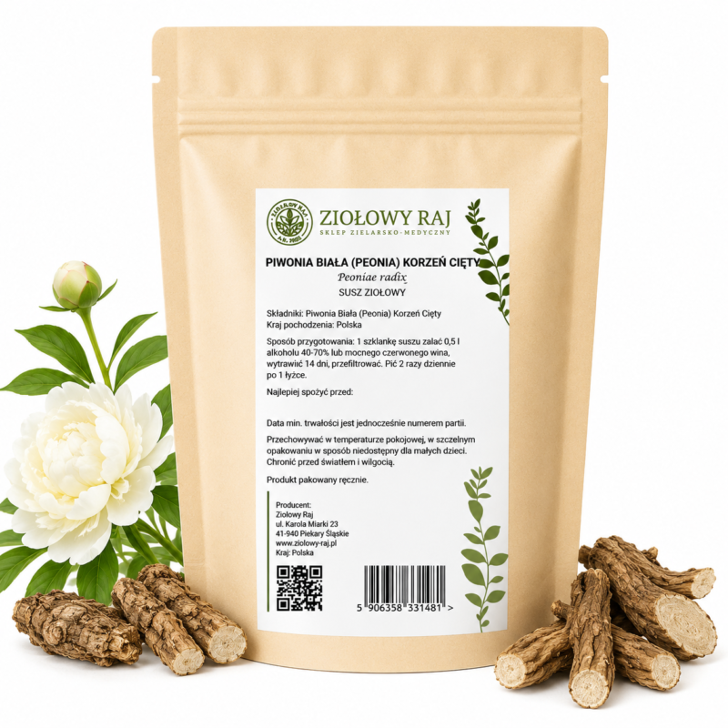 Piwonia biała korzeń cięty prosta Piwonia biała korzeń cięty (peonia biała) 50g Ziołowy Raj