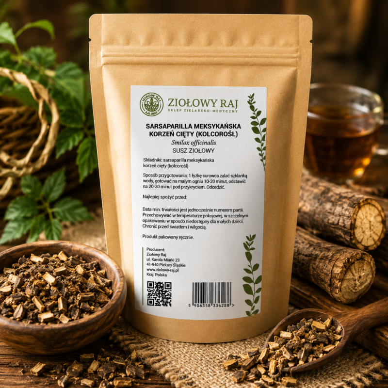 Sarsaparilla meksykańska korzeń cięty (Smilax) 50g Ziołowy Raj