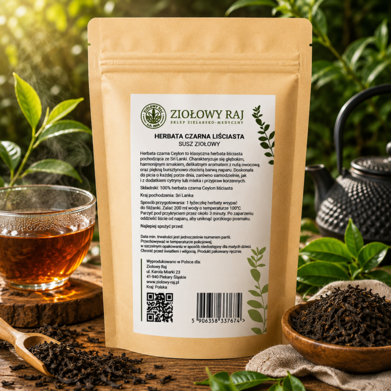 Herbata czarna liściasta premium Herbata czarna liściasta 100g (Ceylon) Ziołowy Raj